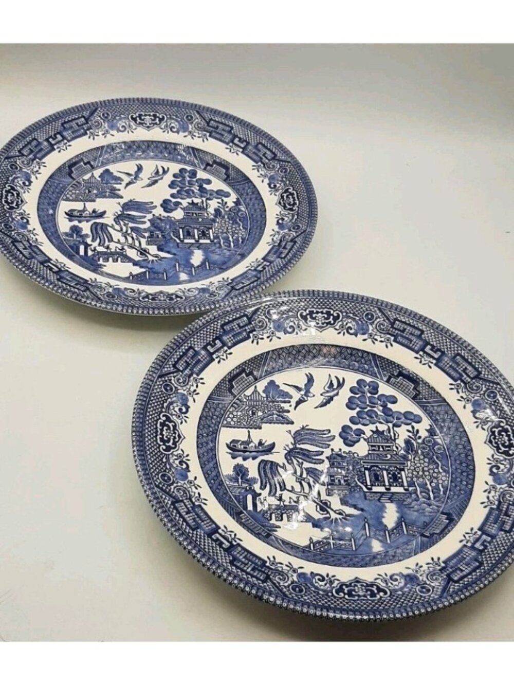 Churchill Blue Willow 8 in Salad Plates Set of 2 Pagoda Cottage Decor